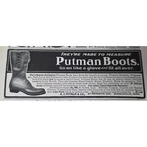 1903 Putman Boots Print Ad Minneapolis MN Western Hunting Engineering